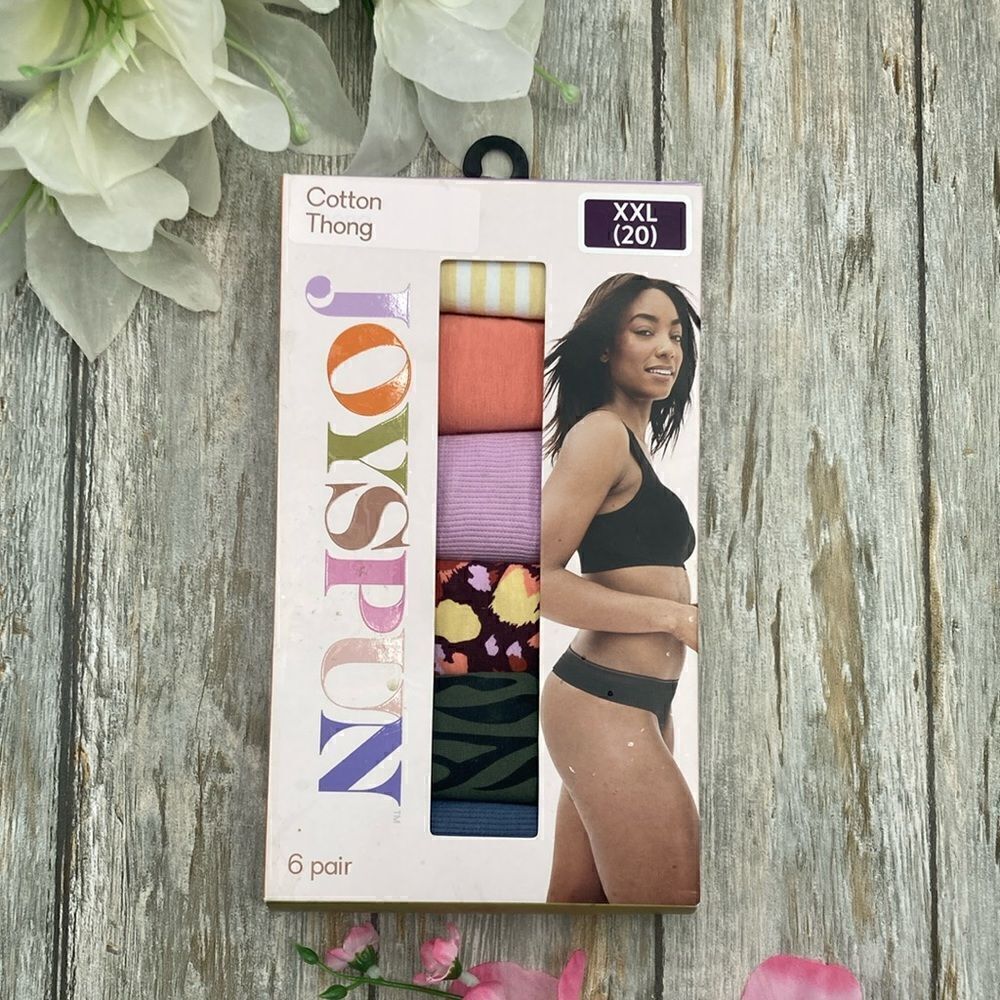 Women's Cotton Thong Panties Underwear 6-Pack Size XXL